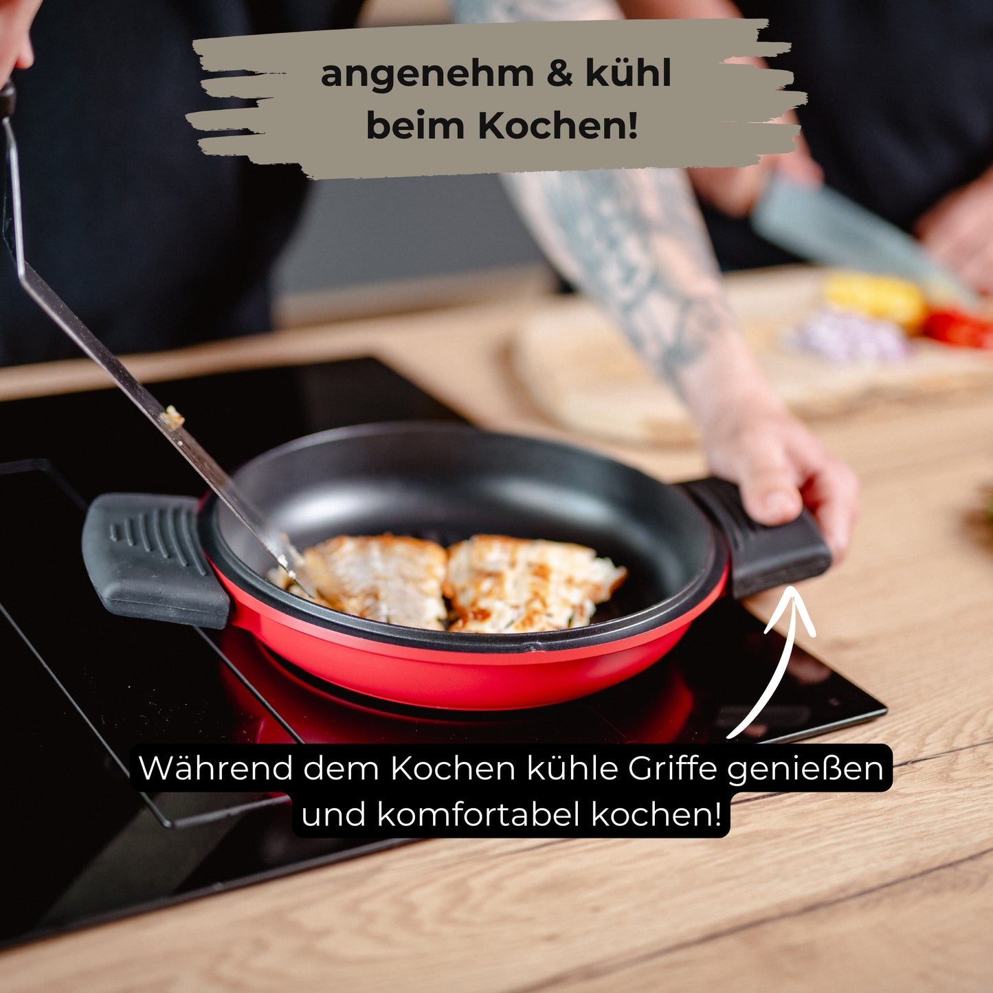 TLESS® Silikongriffe für den TLESS Bräter | 2 Stück | Kochtopf- & Pfannengriffe hitzebeständig | wärmeisolierend und rutschfest